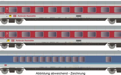 Arnold NH 4365 3-tlg. Set Reisezugwagen – Rollende Raststätte – DB AG