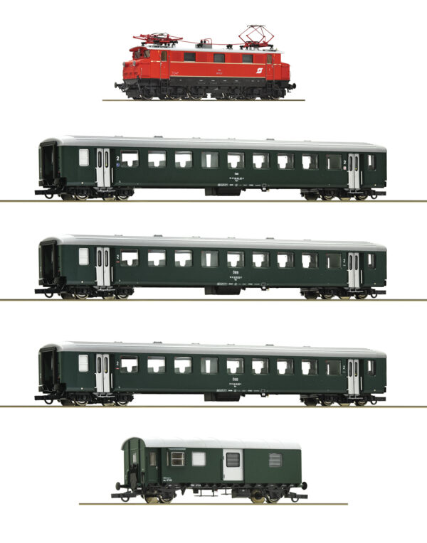 Roco 61493 <br>5-tlg. Set: Elektrolokomotive 1670.27 mit Personenzug, ÖBB | 61493