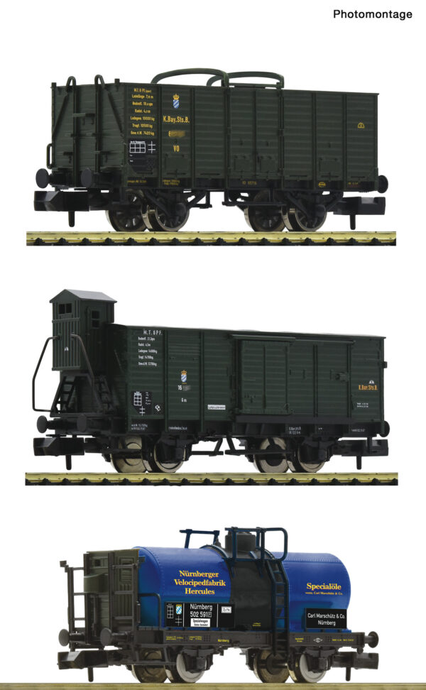 Fleischmann 809005 <br>3-tlg. Set: Güterwagen, K.Bay.Sts.B. | Fleischmann 809005