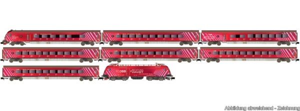 Hobbytrain H25227S 8-tlg. Zugset Rh 1116 + Personenzug Railjet ;100 Jahre ÖBB ;DCC Sound