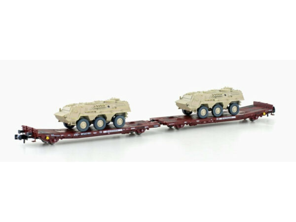 Hobbytrain H23786 <br>Güterwagen Doppelflachwagen TWA 800A Laadks incl. 2x TPZ Fuchs Ep.VI | Hobbytrain H23786