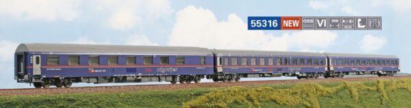 A.C.M.E. AC55316 <br>Personenwagen Set - ÖBB Nighjet EN295/40295 3-tlg Ep.VI | 55312