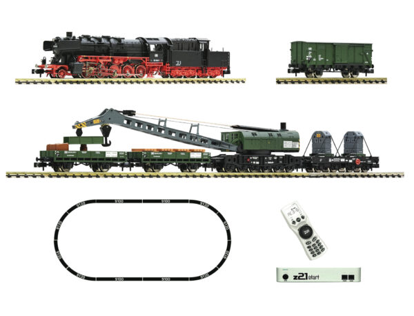 Fleischmann 5170004 <br>Fleischmann z21 start Digitalset: Dampflokomotive BR 051 mit Kranzug, DB | Fleischmann 5170004