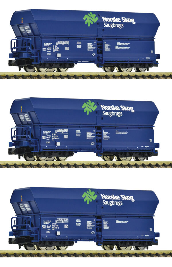 Fleischmann 6660089 <br>3-tlg. Set: Selbstentladewagen „Norske Skog“, VTG