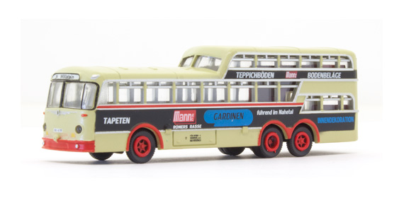 Minis LC3913 <br>Büssing Aero 1 ½ Deck Omnibus Bad Kreuznach „Mann KG“, Epoche III Minis LC3913 <br>Büssing Aero 1 ½ Deck Omnibus Bad Kreuznach „Mann KG“, Epoche III