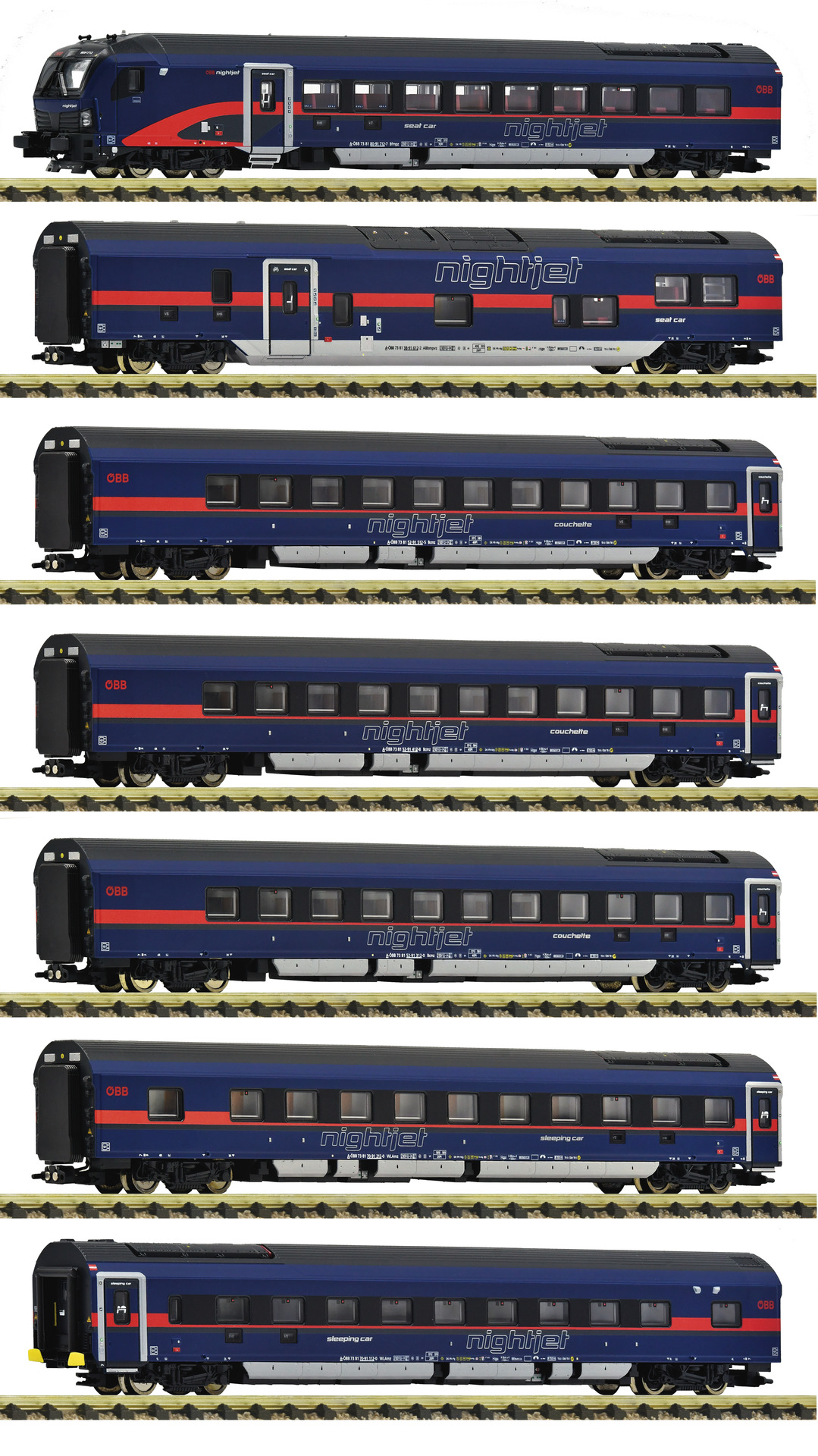 Fleischmann 6270065 <br>7-tlg. Set: Nightjet, ÖBB DCC Fleischmann 6270065 <br>7-tlg. Set: Nightjet, ÖBB DCC